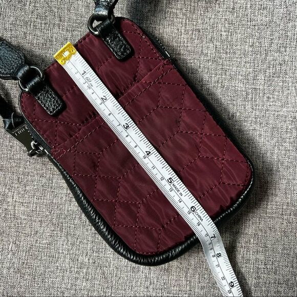 Aimee Kestenberg Just Sayin’ Quilted Crossbody Mini Bag Burgundy Black Leather - Picture 8 of 9